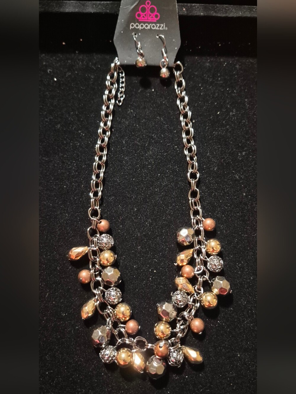 paparazzi Two-Tone Rose Gold and Silver Beaded Layered Necklace